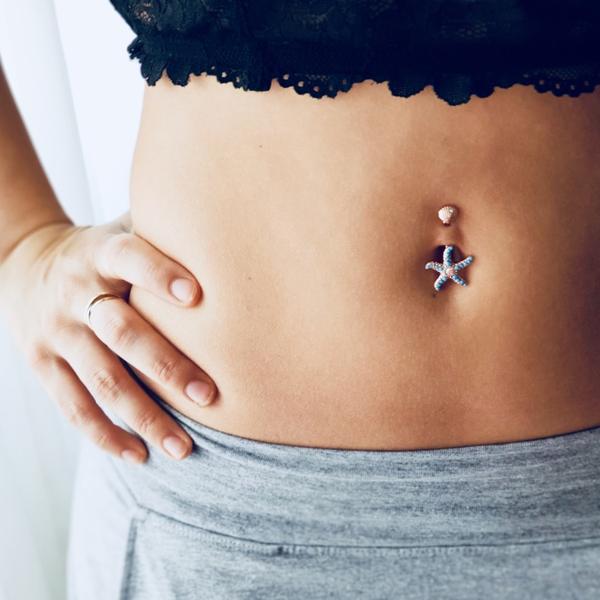 Belly Button Piercing with Non Dangle Belly Rings