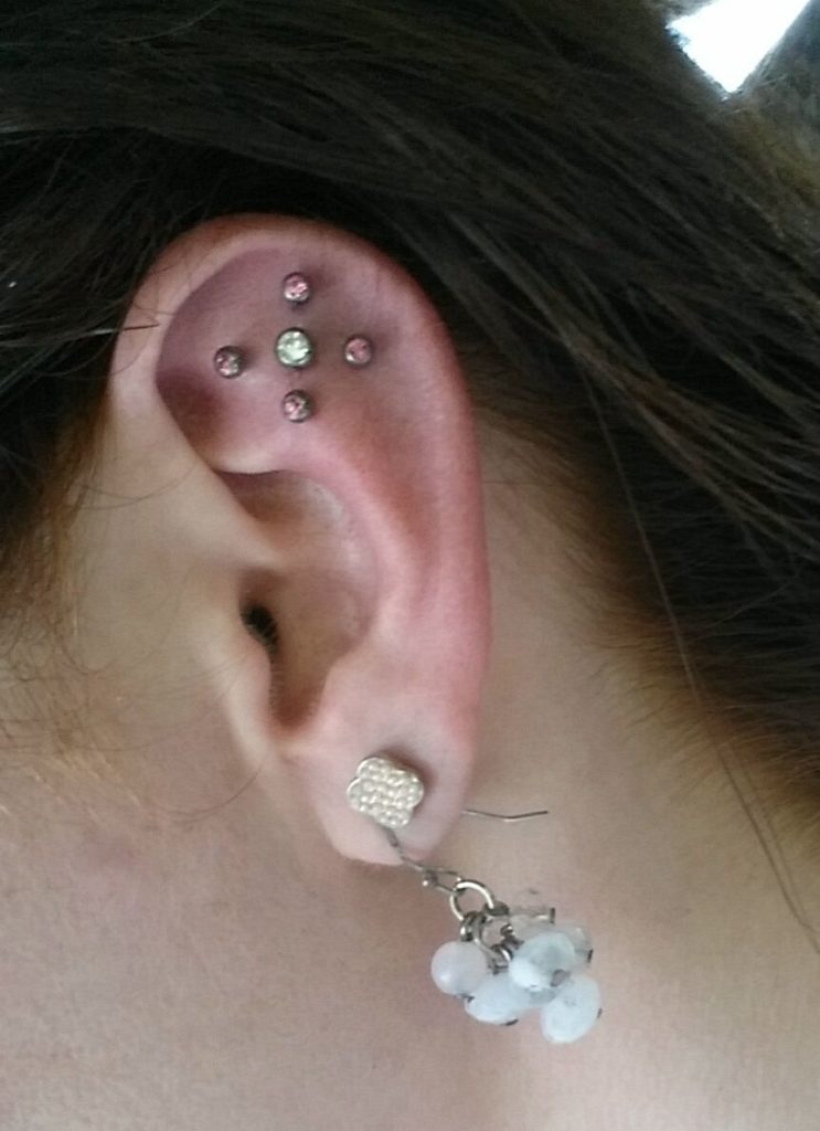 Scapha Ear Piercing With Diamond Studs
