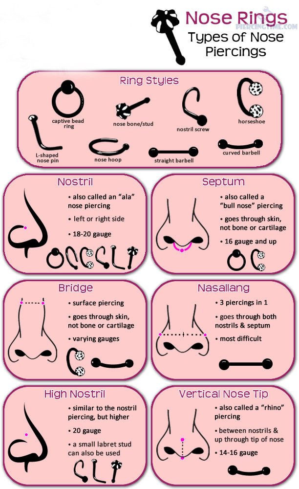 Types Of Nose Piercing And Rings